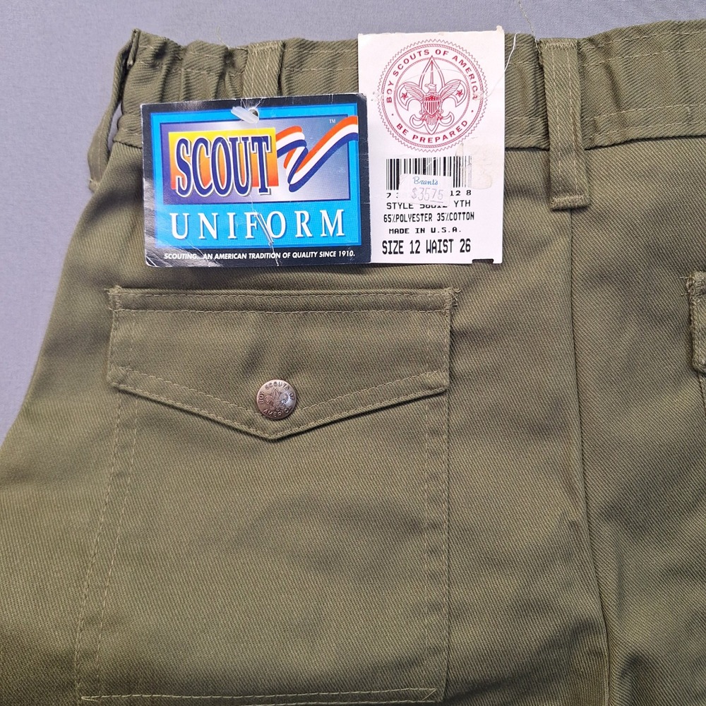Boy Scouts of America BSA Uniform Pants Olive Green Size 12 Waist 26 Vintage USA